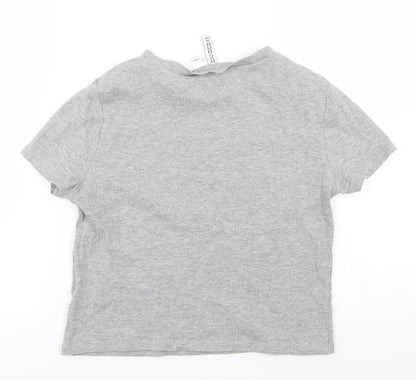 Womens UK Size L Divided Grey Cropped T-Shirt