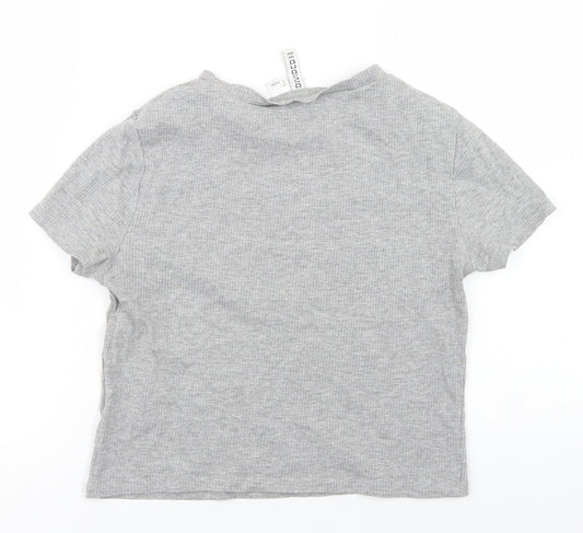 Womens UK Size L Divided Grey Cropped T-Shirt