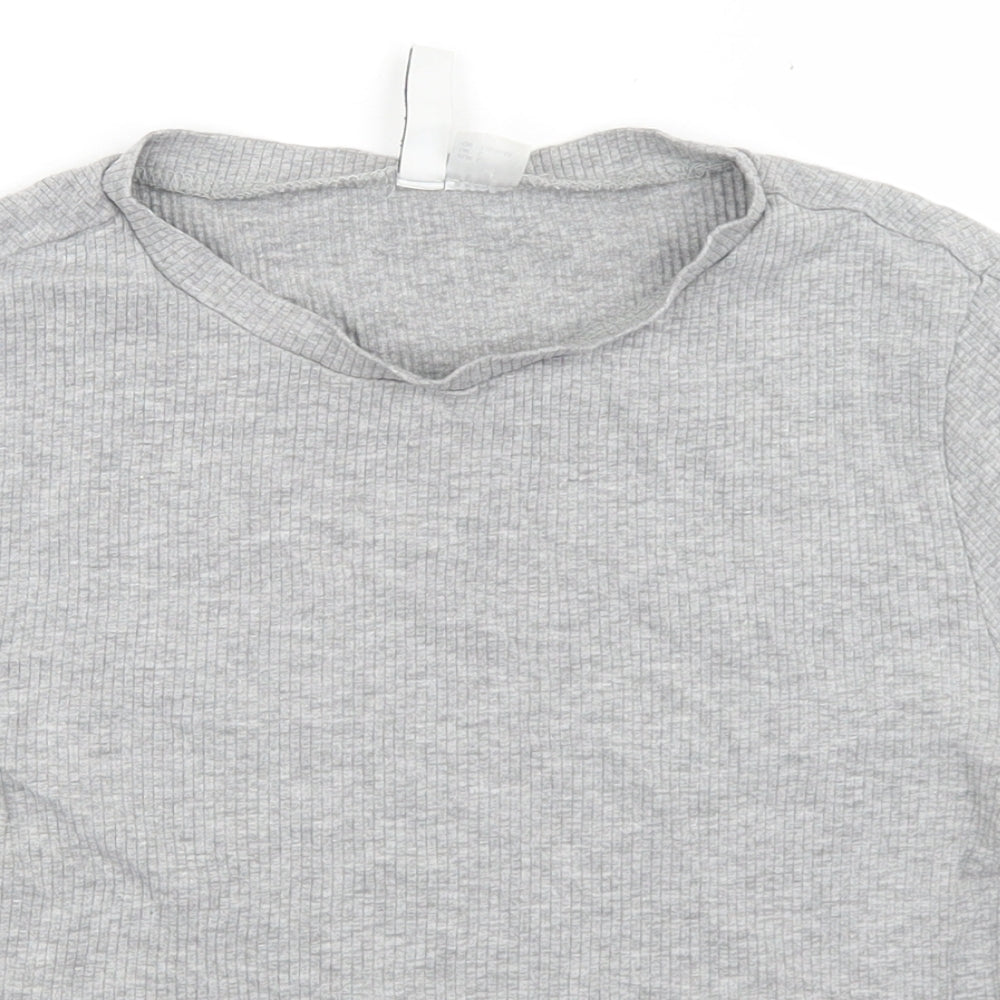 Womens UK Size L Divided Grey Cropped T-Shirt