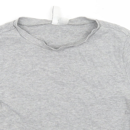 Womens UK Size L Divided Grey Cropped T-Shirt
