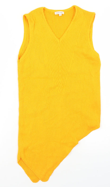 Womens UK Size 10 River Island Yellow Basic Tank