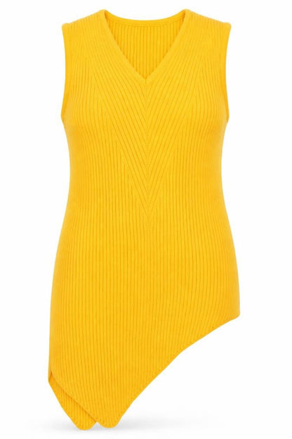 Womens UK Size 10 River Island Yellow Basic Tank