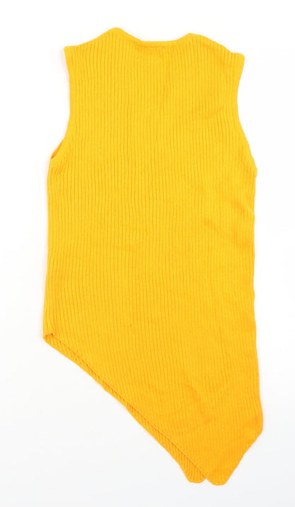 Womens UK Size 10 River Island Yellow Basic Tank