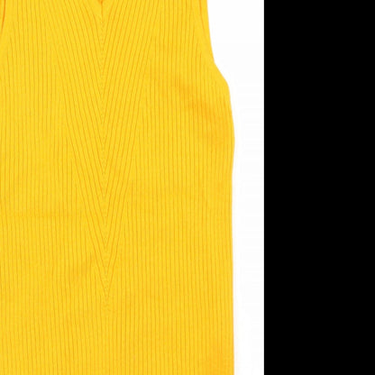 Womens UK Size 10 River Island Yellow Basic Tank