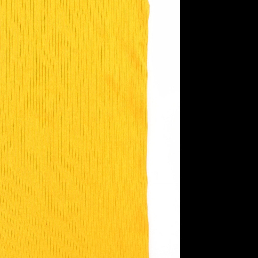 Womens UK Size 10 River Island Yellow Basic Tank