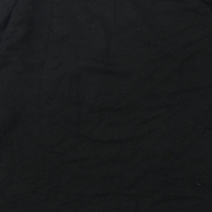 Cedar Wood State Mens Black Round Neck Check Acrylic Pullover Jumper Size S