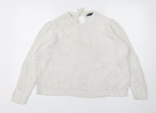 Womens UK Size XL Marks and Spencer White Pullover Jumper