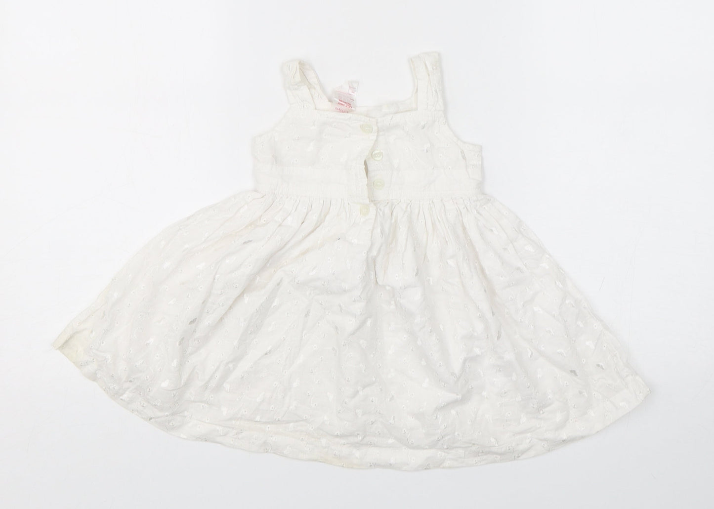 E-vie Girls White  Cotton A-Line  Size 12-18 Months  Square Neck