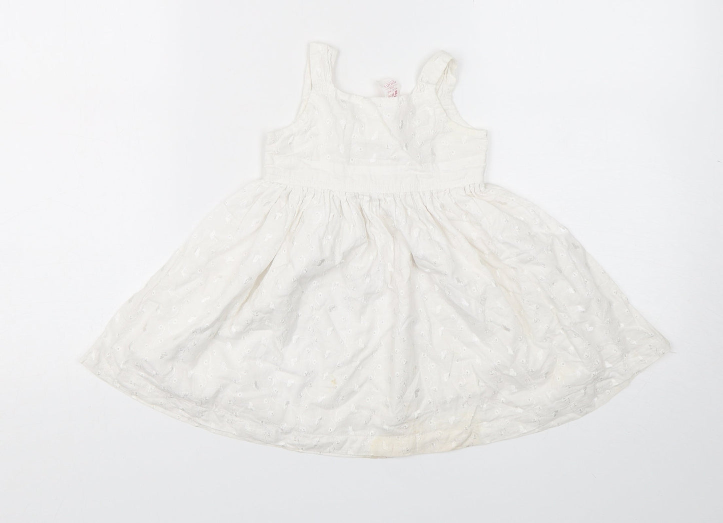 E-vie Girls White  Cotton A-Line  Size 12-18 Months  Square Neck