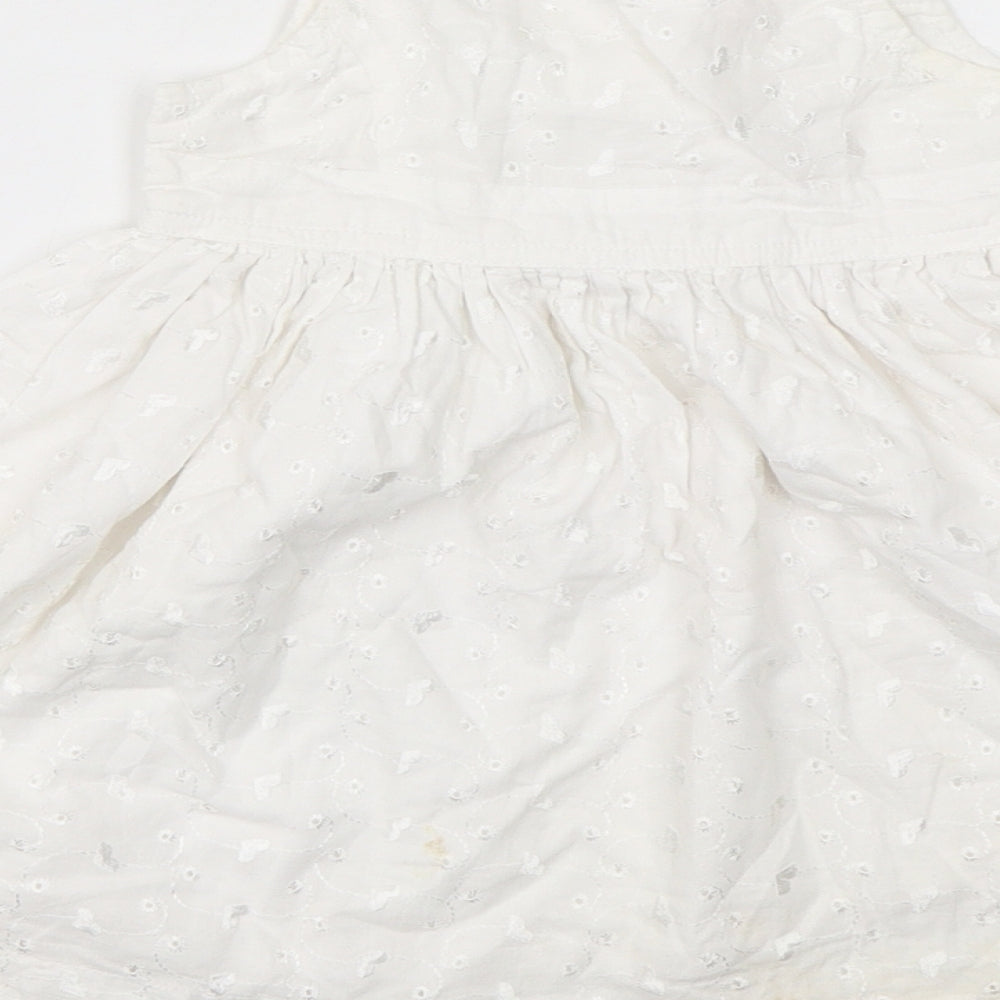 E-vie Girls White  Cotton A-Line  Size 12-18 Months  Square Neck