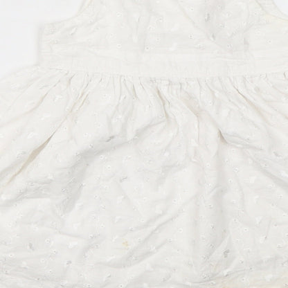 E-vie Girls White  Cotton A-Line  Size 12-18 Months  Square Neck