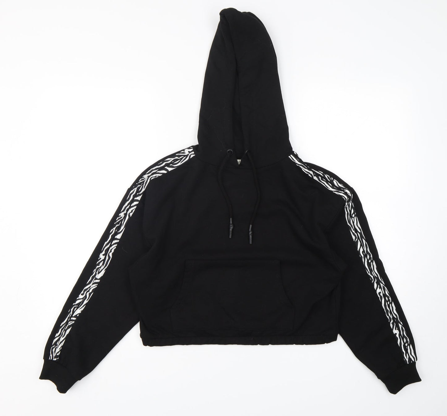 Brave Soul  Womens Black Animal Print Cotton Pullover Hoodie Size XS  Pullover - Cropped