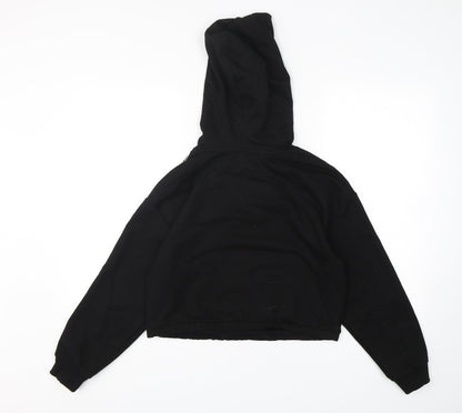 Brave Soul  Womens Black Animal Print Cotton Pullover Hoodie Size XS  Pullover - Cropped