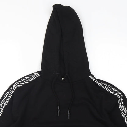 Brave Soul  Womens Black Animal Print Cotton Pullover Hoodie Size XS  Pullover - Cropped