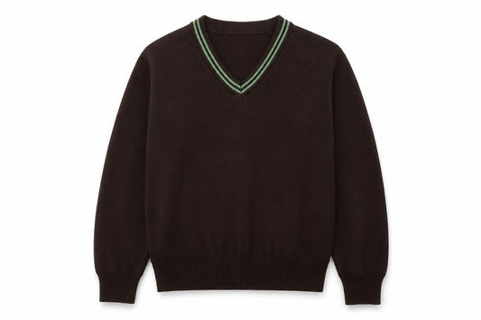 Hunter Boys Brown V-Neck  Acrylic Pullover Jumper Size S  Pullover
