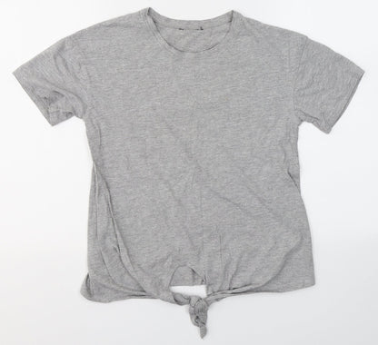 Womens UK Size 6 New Look Grey Basic T-Shirt