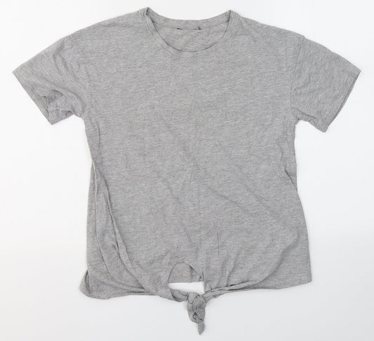 Womens UK Size 6 New Look Grey Basic T-Shirt