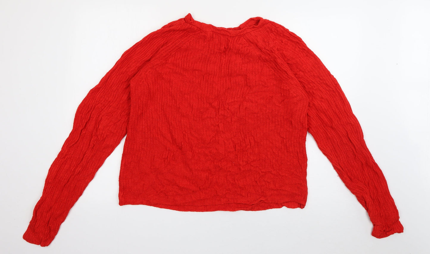 Primark Womens Red Round Neck  Acrylic Pullover Jumper Size M