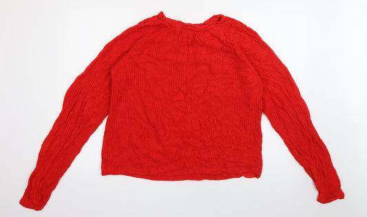 Primark Womens Red Round Neck  Acrylic Pullover Jumper Size M