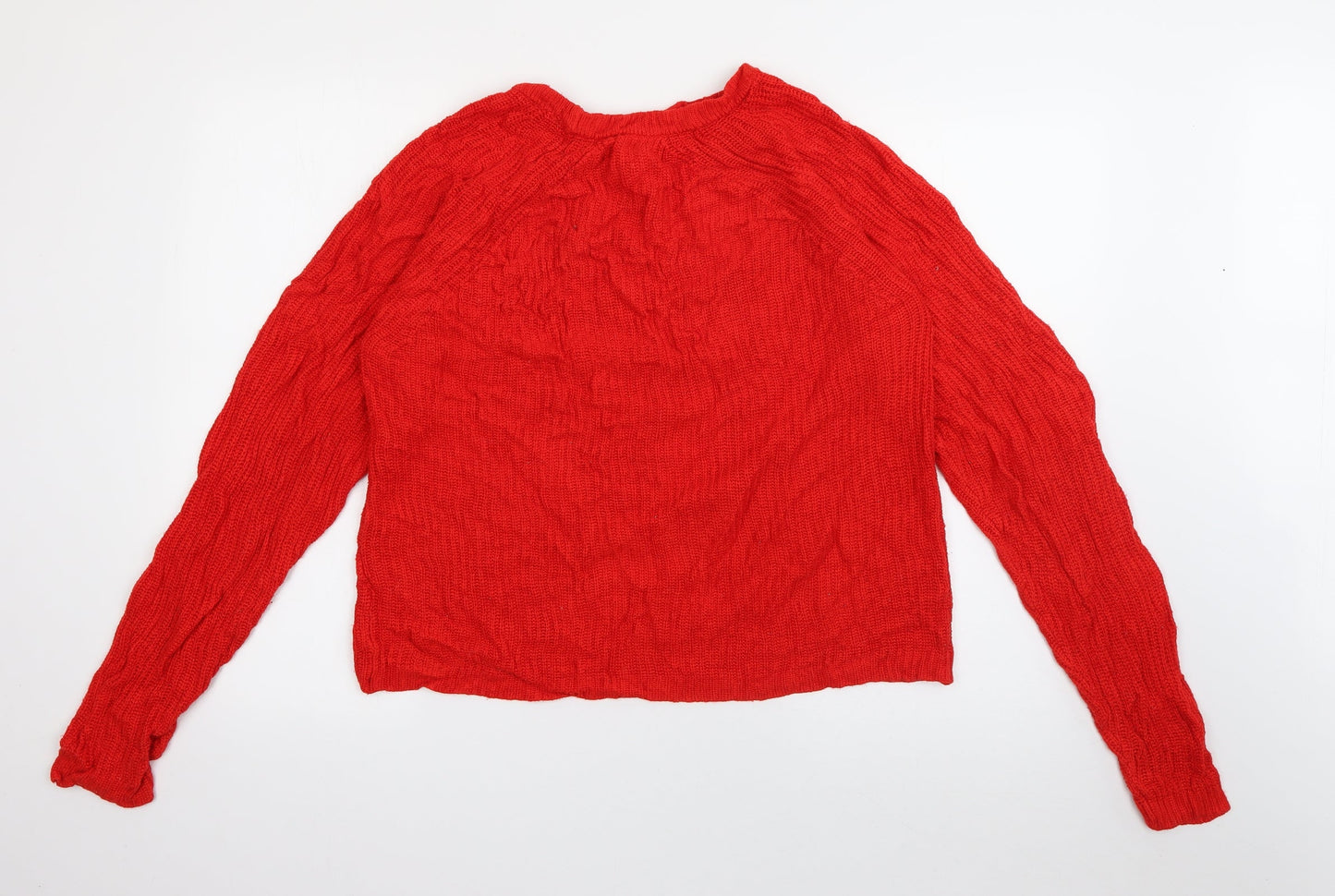 Primark Womens Red Round Neck  Acrylic Pullover Jumper Size M
