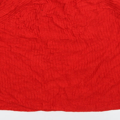Primark Womens Red Round Neck  Acrylic Pullover Jumper Size M