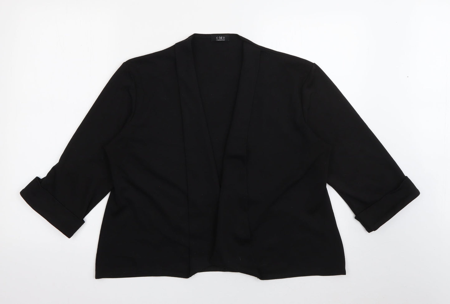 C.M.D Womens Black V-Neck  Polyester Cardigan Jumper Size XL