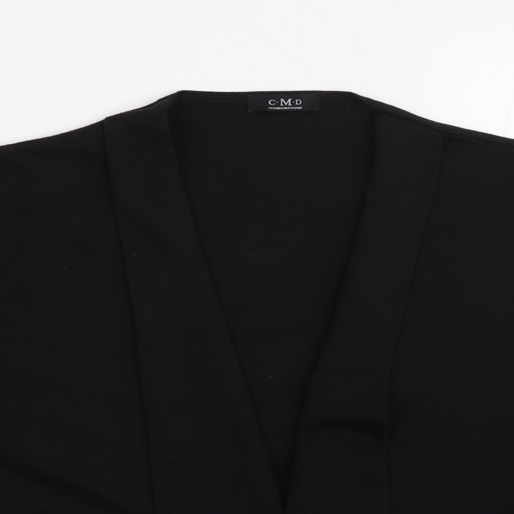 C.M.D Womens Black V-Neck  Polyester Cardigan Jumper Size XL