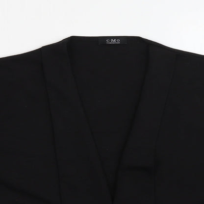 C.M.D Womens Black V-Neck  Polyester Cardigan Jumper Size XL