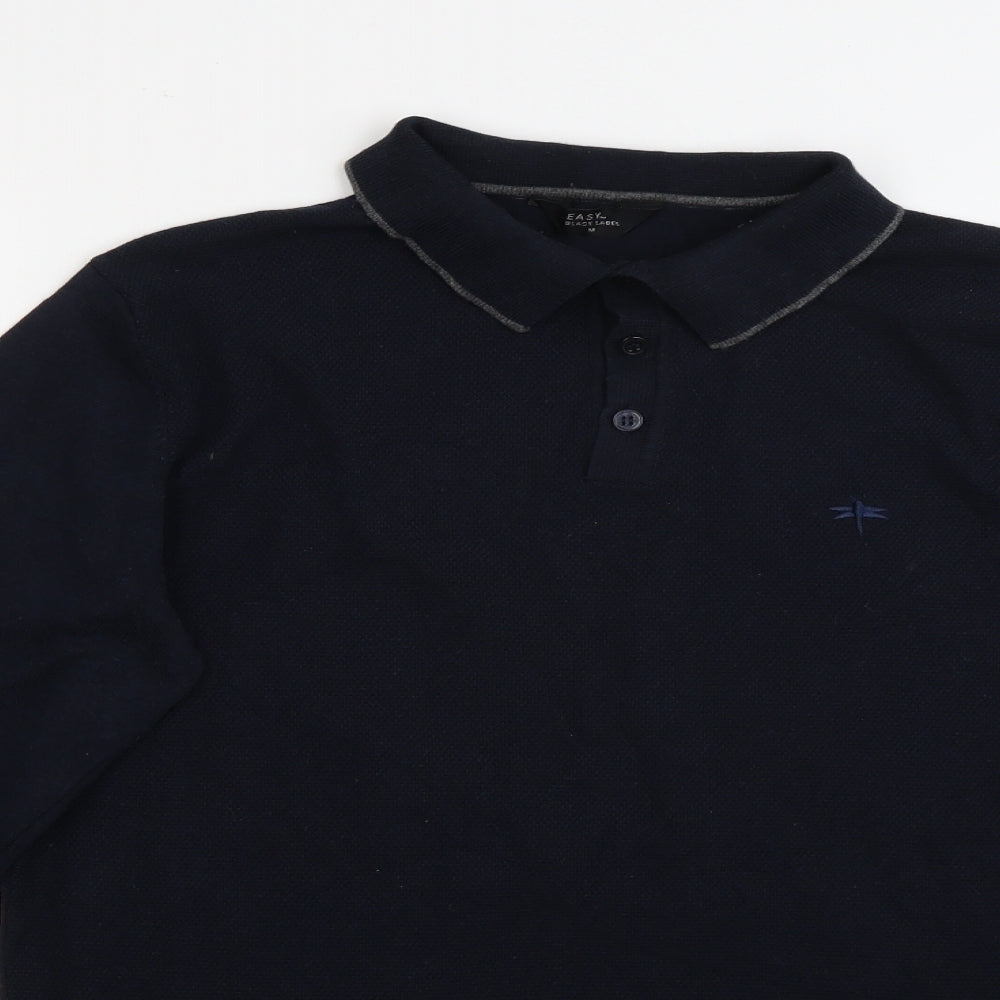 Easy Mens Blue  Polyester  Polo Size M Collared