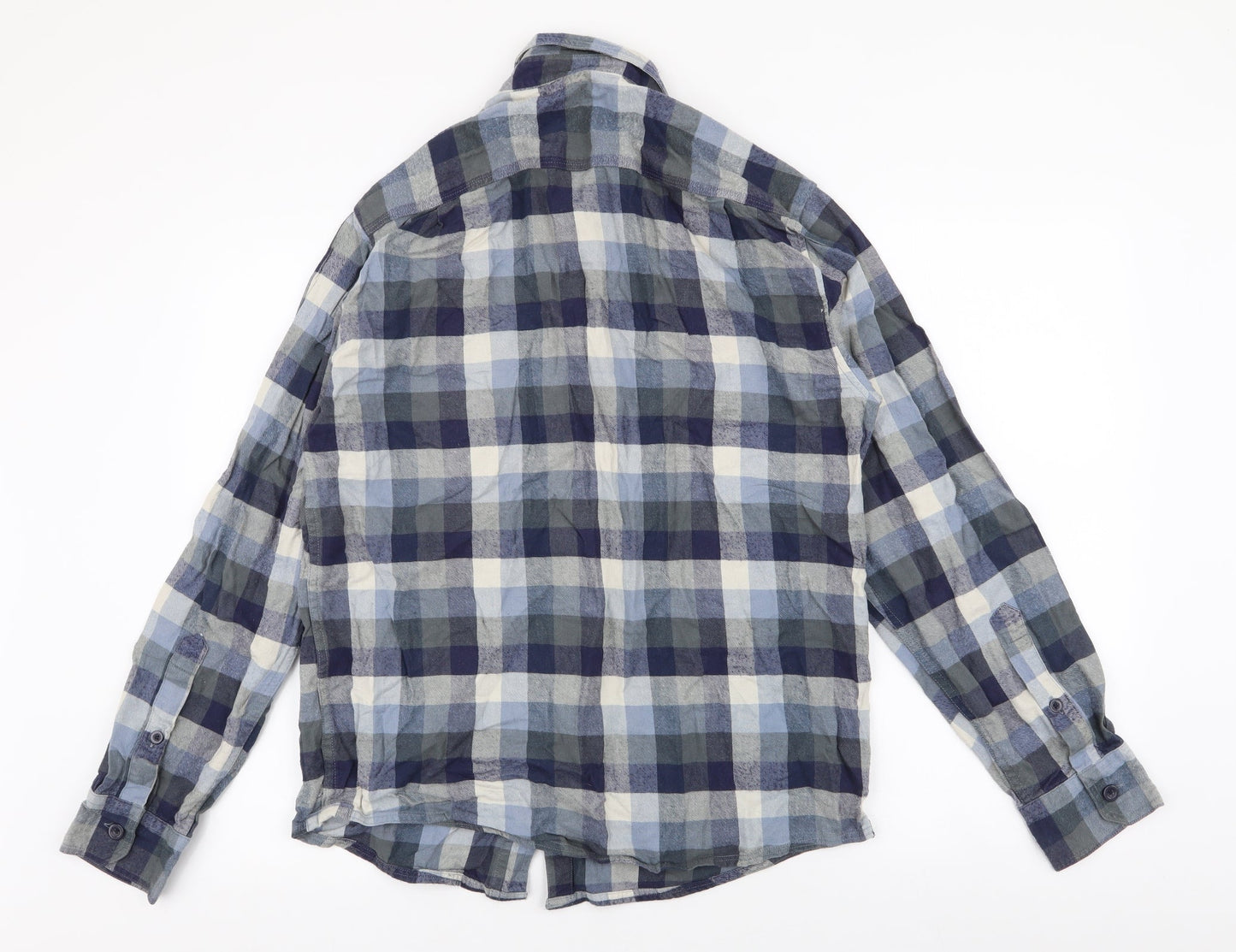 UrbanSpirit Mens Blue Plaid Cotton  Button-Up Size M Collared Button