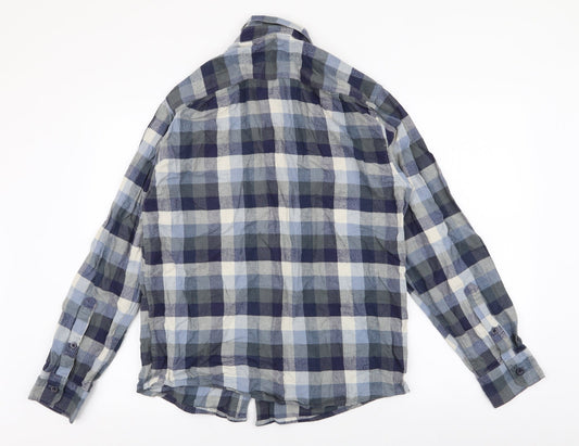 UrbanSpirit Mens Blue Plaid Cotton  Button-Up Size M Collared Button