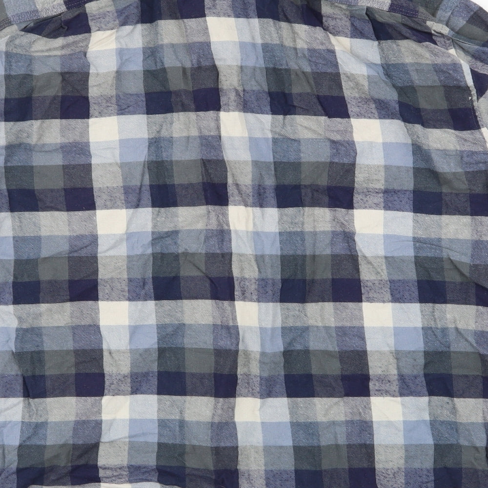 UrbanSpirit Mens Blue Plaid Cotton  Button-Up Size M Collared Button
