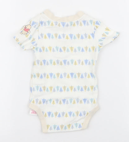 Disney Baby Baby White Geometric 100% Cotton Babygrow One-Piece Size 3-6 Months  Snap - Winnie the pooh