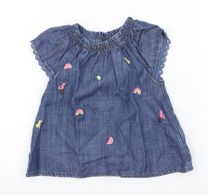 NEXT Girls Blue  Modal A-Line  Size 3-6 Months  Round Neck Pullover