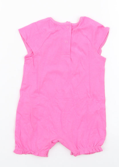 F&F Girls Pink  100% Cotton Romper One-Piece Size 3-6 Months  Snap - new to the crew