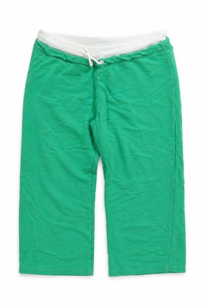 Front view of Dunnes women’s green cotton sweat shorts, size UK 26, regular drawstring