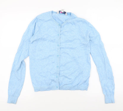 Crew Clothing Womens Blue Round Neck  Cotton Cardigan Jumper Size 8