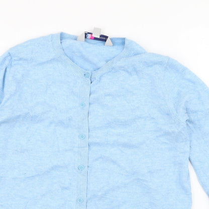 Crew Clothing Womens Blue Round Neck  Cotton Cardigan Jumper Size 8