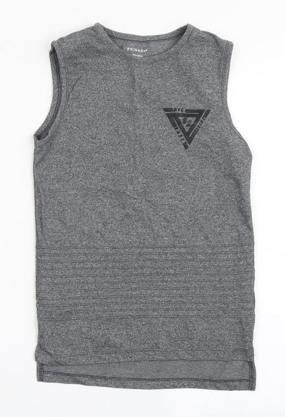 Primark Boys Grey  Polyester Basic Tank Size 9-10 Years Round Neck Pullover - NYC