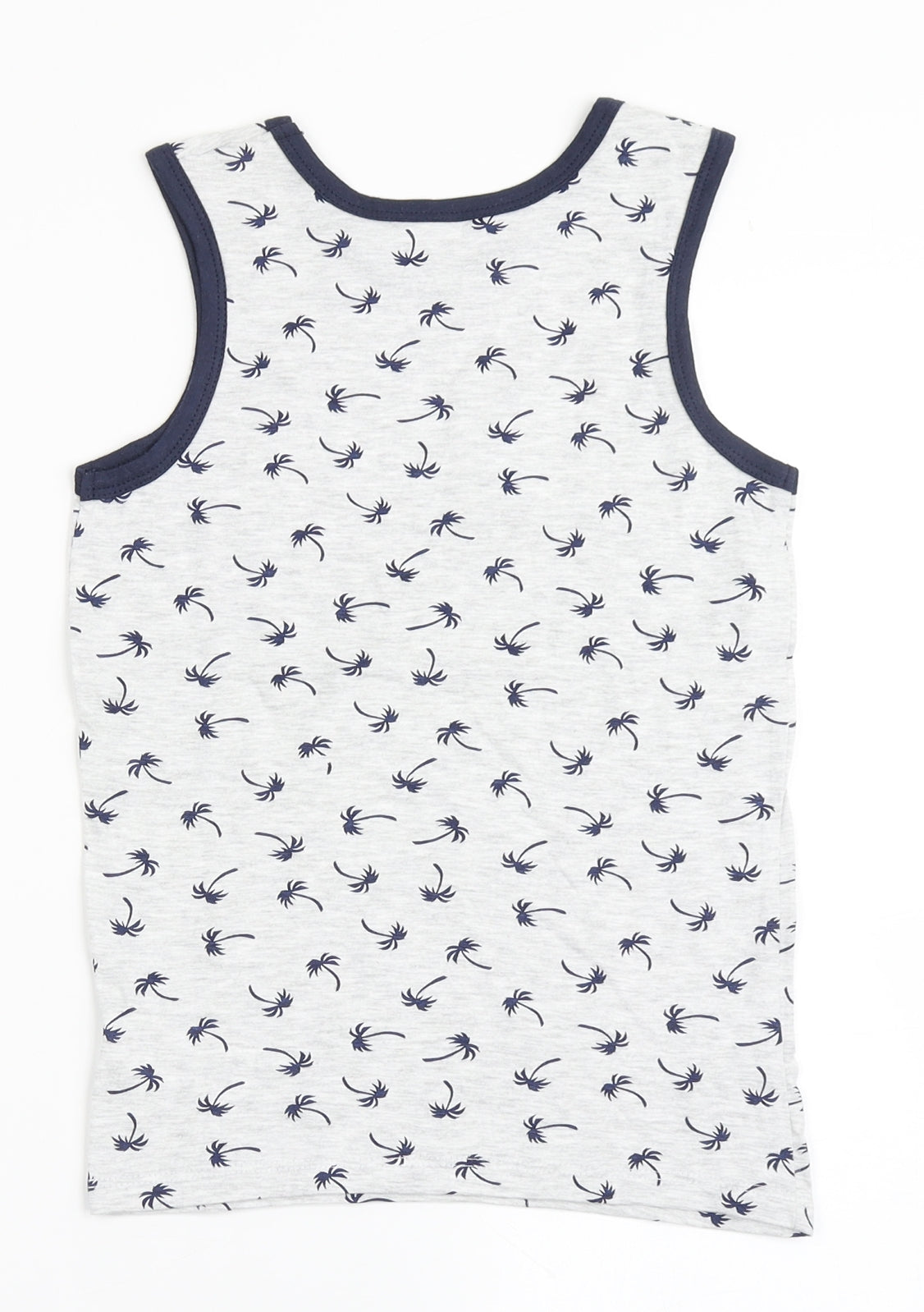 Rebel Boys Grey  Cotton Basic Tank Size 7-8 Years Round Neck Pullover - Palm Trees