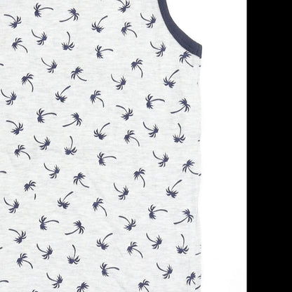 Rebel Boys Grey  Cotton Basic Tank Size 7-8 Years Round Neck Pullover - Palm Trees