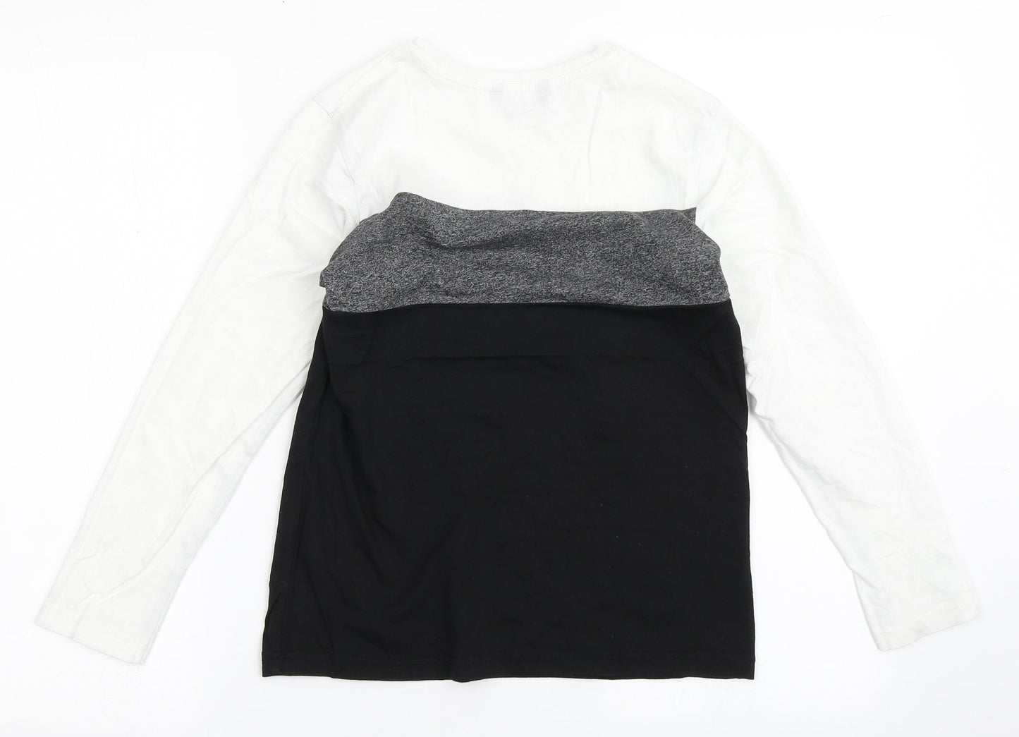 George Boys Black Striped Cotton Basic T-Shirt Size 10-11 Years Round Neck Pullover