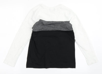 George Boys Black Striped Cotton Basic T-Shirt Size 10-11 Years Round Neck Pullover