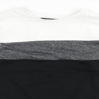 George Boys Black Striped Cotton Basic T-Shirt Size 10-11 Years Round Neck Pullover