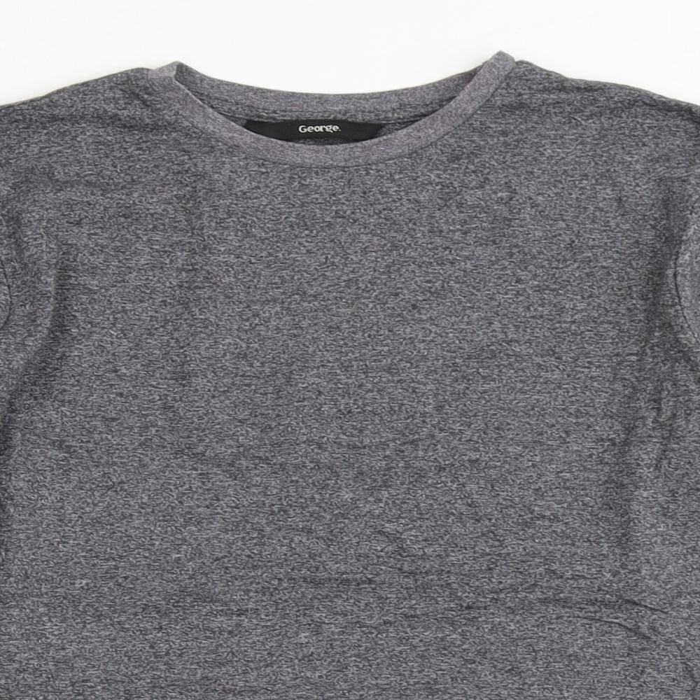 George Boys Grey  Polyester Basic T-Shirt Size 10-11 Years Round Neck Pullover