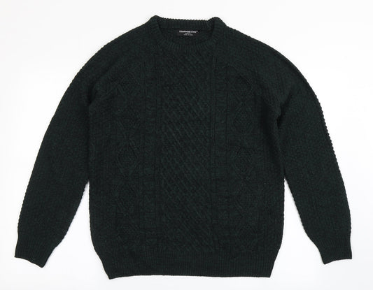 Cedar Wood State Mens Green Round Neck  Acrylic Pullover Jumper Size S