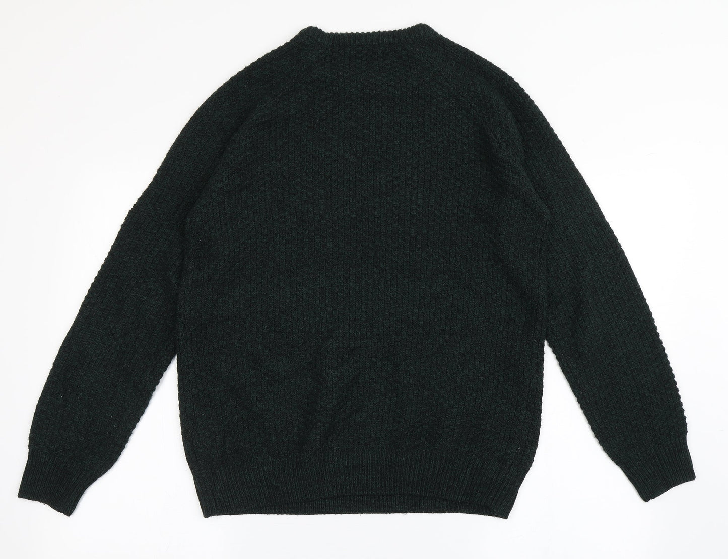 Cedar Wood State Mens Green Round Neck  Acrylic Pullover Jumper Size S