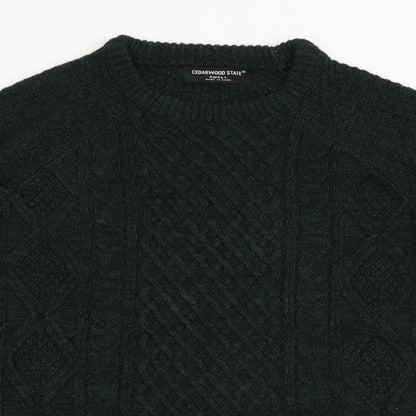 Cedar Wood State Mens Green Round Neck  Acrylic Pullover Jumper Size S