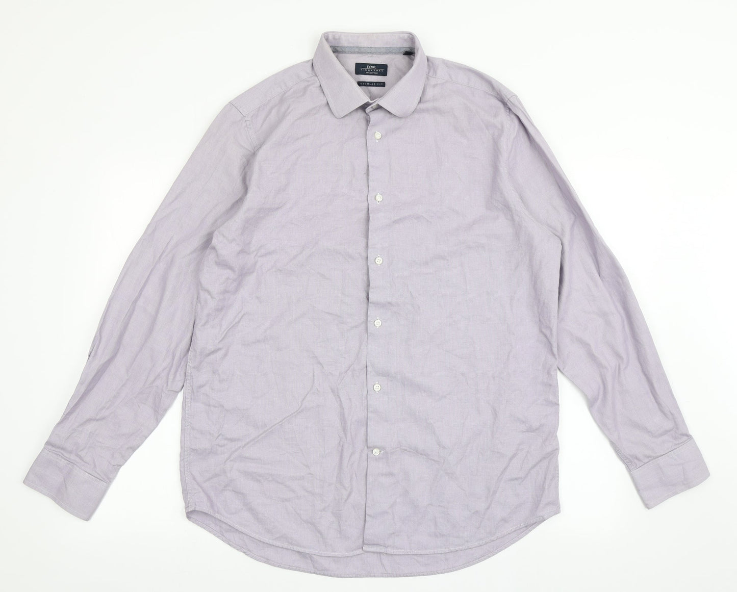 Mens UK Size 16.5 NEXT Purple  Button-Up Long Sleeve Casual Shirt