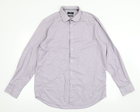 Mens UK Size 16.5 NEXT Purple  Button-Up Long Sleeve Casual Shirt